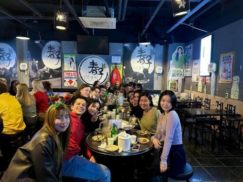 A group of student at the restaurant